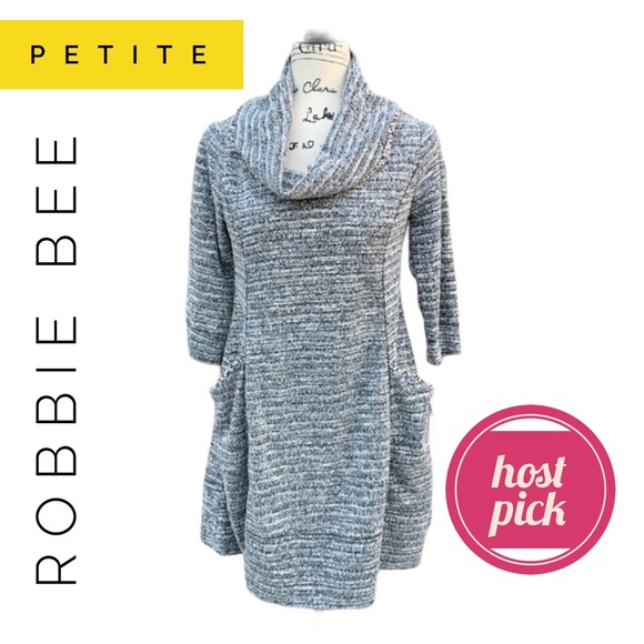 Robbie Bee Petite Black / White Cowl Neck Dress S - Picture 1 of 15